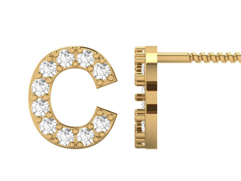 C Letter Alphabets Studs Earrings 3D 打印模型