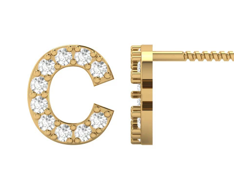 Orecchini a bottone con alfabeto lettera C Modello di stampa 3D