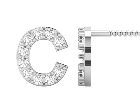 C Letter Alphabets Studs Earrings Modello di stampa 3D
