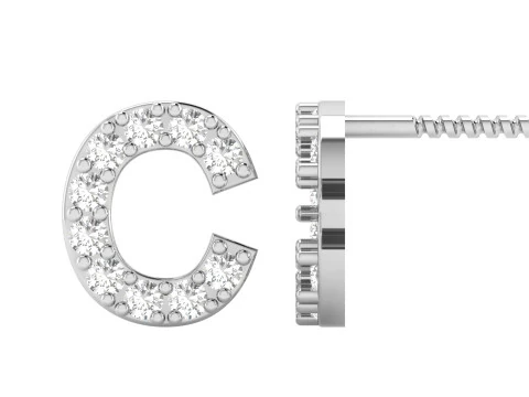 C Letter Alphabets Studs Earrings 3D Print Model