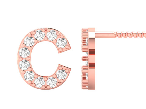 C Letter Alphabets Studs Earrings Modello di stampa 3D