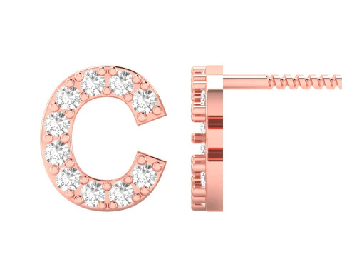 C Letter Alphabets Studs Earrings 3D Print Model