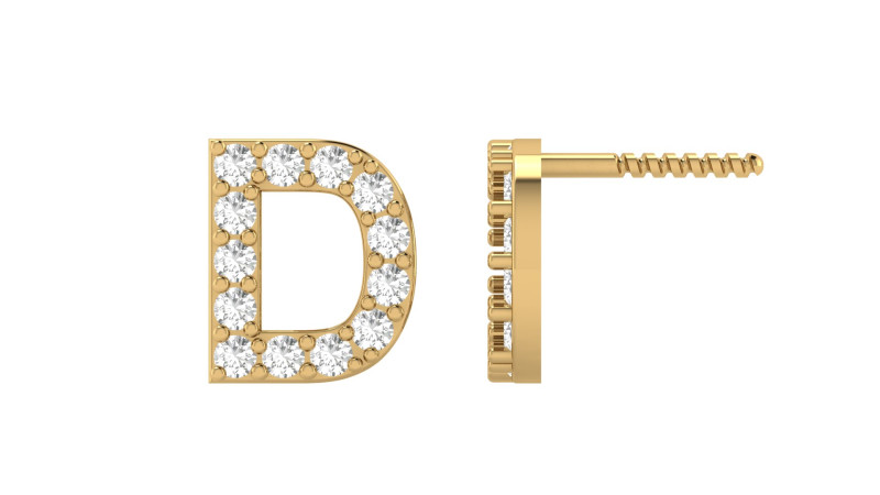 D Letter Alphabets Studs Earrings 3D 打印模型 .c4d .max .obj .3ds .fbx .stl .blend