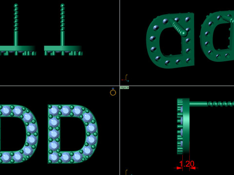D Letter Alphabets Studs Earrings 3D 打印模型