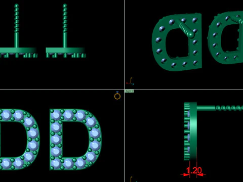 D Letter Alphabets Studs Earrings 3D Print Model