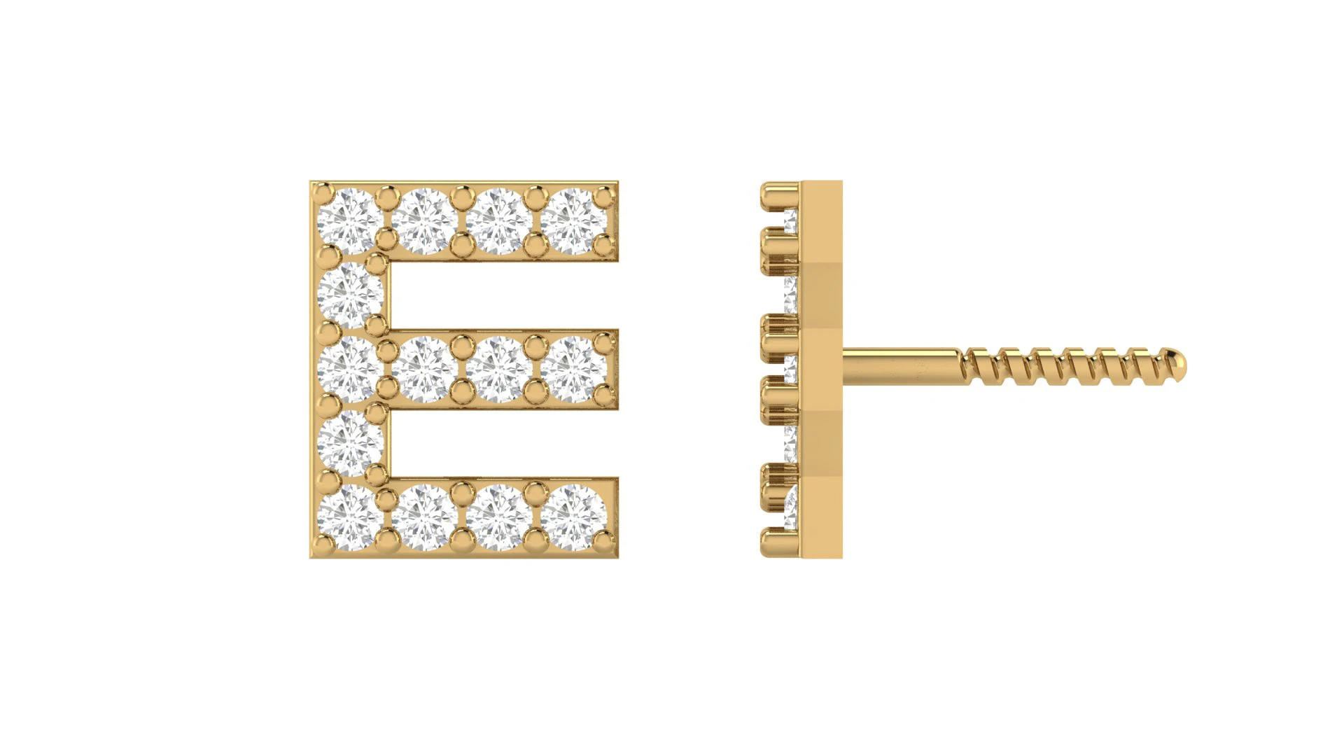 E Letter Alphabets Studs Earrings 3D Print Model .c4d .max .obj .3ds .fbx .stl .blend 