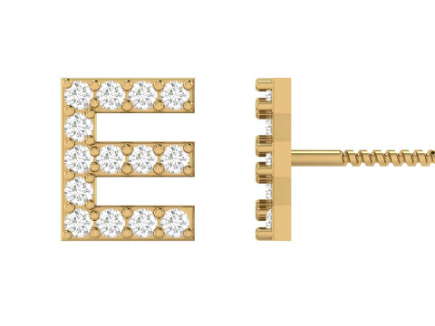 Orecchini a bottone con alfabeto lettera E Modello di stampa 3D