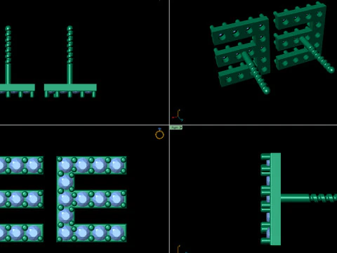 E Letter Alphabets Studs Earrings 3D Print Model