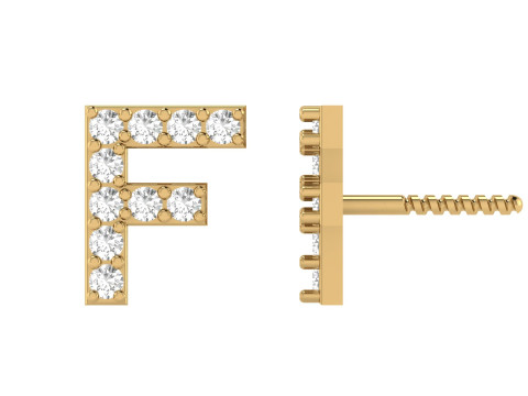 F Letter Alphabets Studs Earrings 3D Print Model