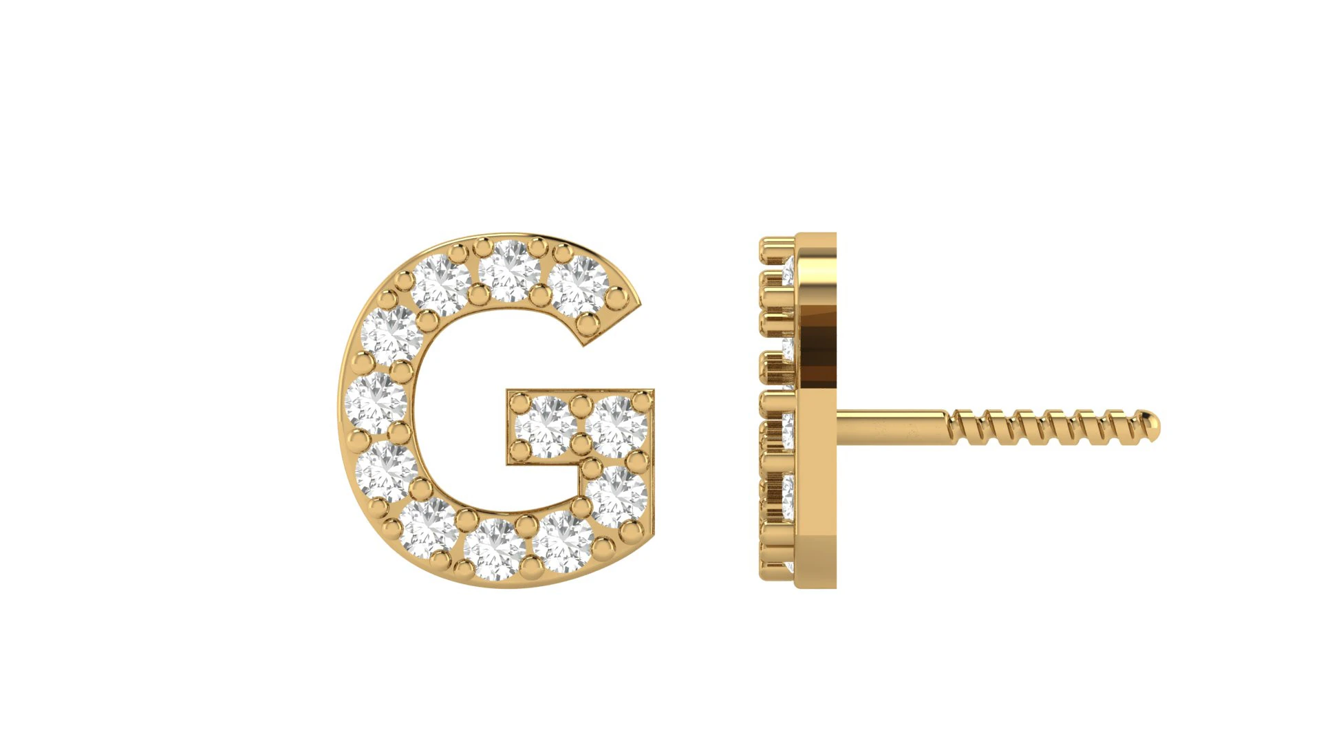 G Letter Alphabets Studs Earrings 3D Print Model .c4d .max .obj .3ds .fbx .stl .blend