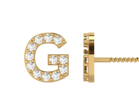Orecchini a bottone con alfabeto lettera G Modello di stampa 3D