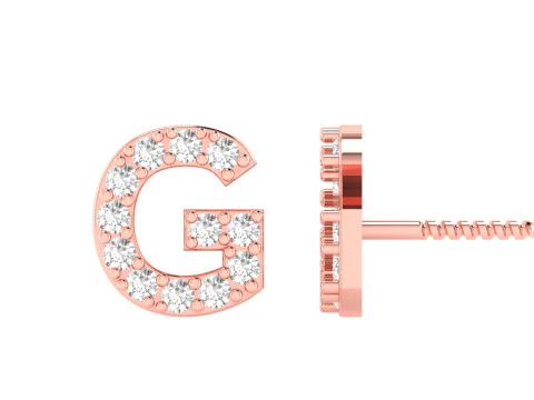 G Letter Alphabets Studs Earrings 3D Print Model