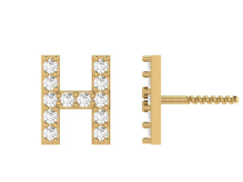 Orecchini a bottone con alfabeto lettera H Modello di stampa 3D
