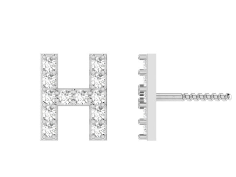 H Letter Alphabets Studs Earrings 3D प्रिंट मॉडल