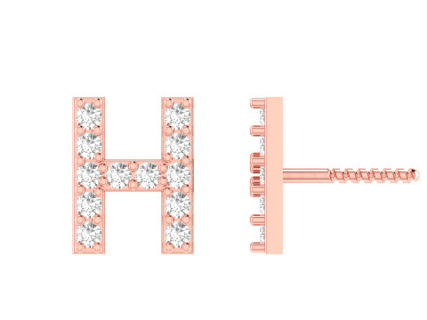 H Letter Alphabets Studs Earrings 3D प्रिंट मॉडल