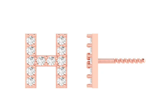 H Letter Alphabets Studs Earrings 3D Print Model