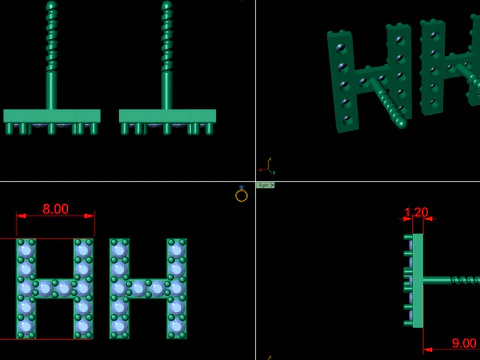 H Letter Alphabets Studs Earrings 3D Print Model