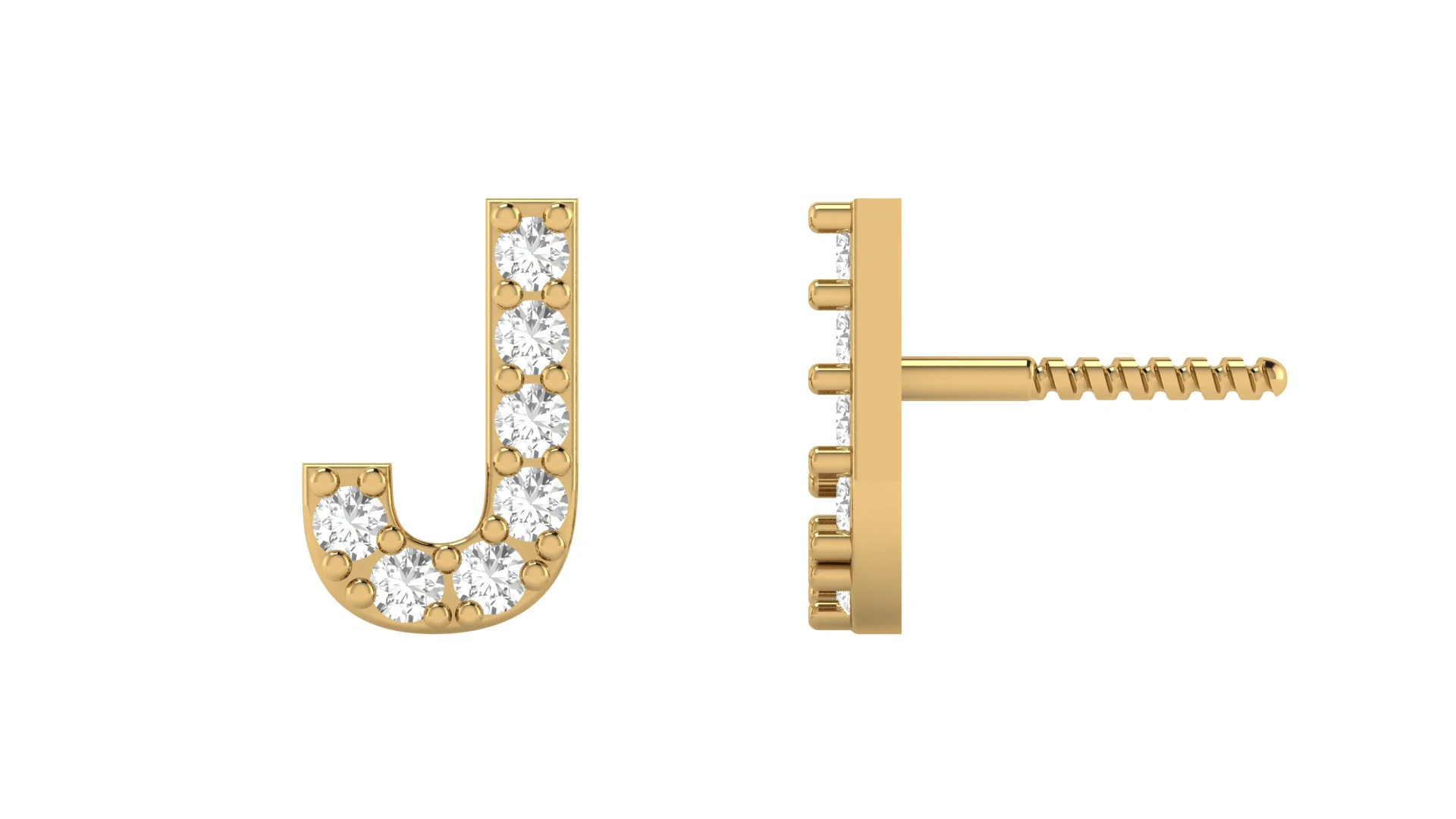 J Letter Alphabets Studs Earrings 3D Print Model .c4d .max .obj .3ds .fbx .stl .blend 