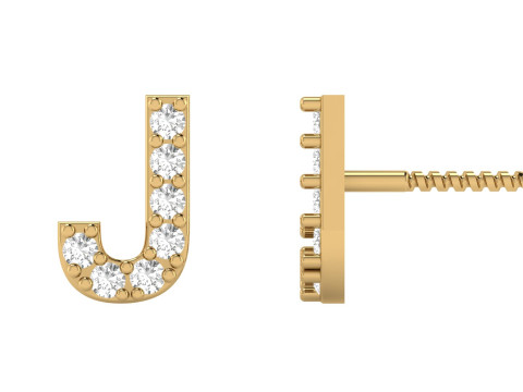 J Letter Alphabets Studs Earrings 3D Print Model