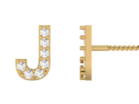 Orecchini a bottone con alfabeto lettera J Modello di stampa 3D