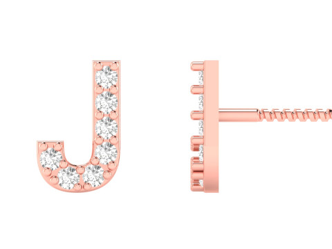 J Letter Alphabets Studs Earrings 3D Print Model