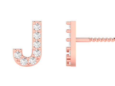 J Letter Alphabets Studs Earrings 3D Print Model