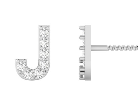 J Letter Alphabets Studs Earrings 3D Print Model