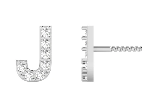 J Letter Alphabets Studs Earrings 3D Print Model