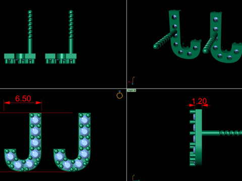 J Letter Alphabets Studs Earrings 3D Print Model
