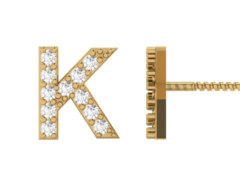 K Letter Alphabets Studs Earrings 3D Print Model