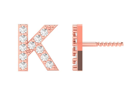 K Letter Alphabets Studs Earrings 3D Print Model