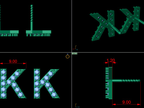 K Letter Alphabets Studs Earrings 3D 프린트 모델