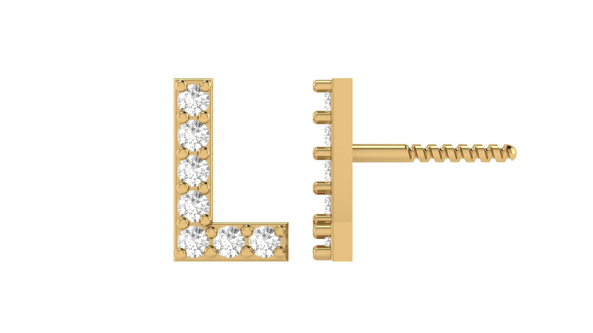 L Letter Alphabets Studs Earrings 3D Print Model .c4d .max .obj .3ds .fbx .stl .blend 