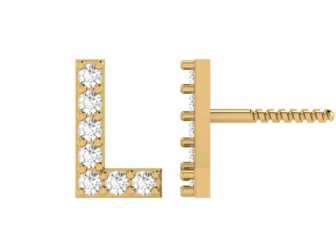 L Сережки-гвоздики з буквами алфавіту 3D Принт Модель