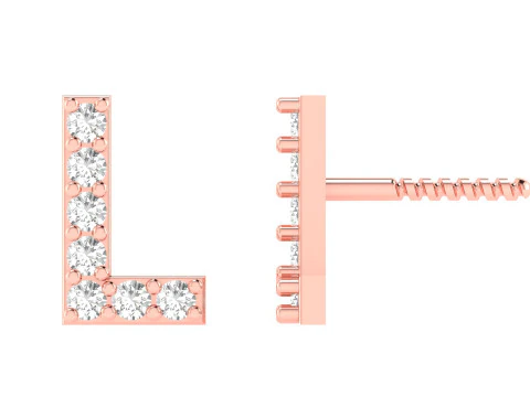 L Letter Alphabets Studs Earrings 3D Print Model