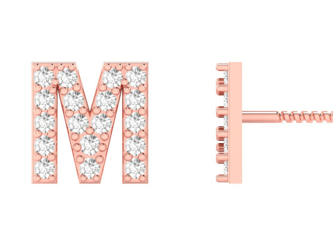 M Letter Alphabets Studs Earrings 3Dプリントモデル