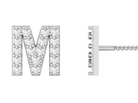 M Letter Alphabets Studs Earrings 3Dプリントモデル