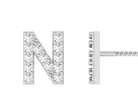 N Letter Alphabets Studs Earrings 3Dプリントモデル