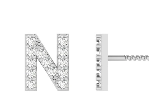 N Letter Alphabets Studs Earrings 3D Print Model