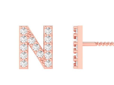 N Letter Alphabets Studs Earrings 3Dプリントモデル