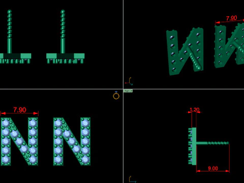 N Letter Alphabets Studs Earrings 3D Print Model