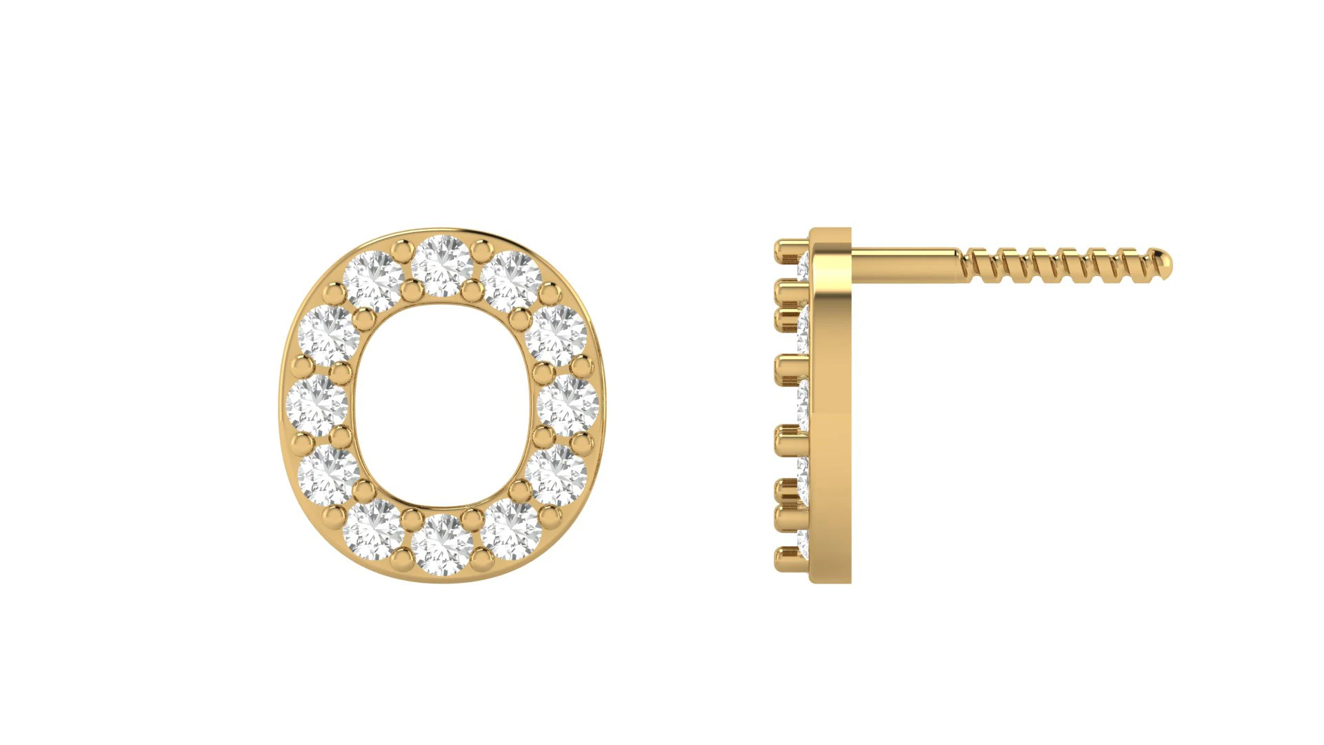 O Letter Alphabets Studs Earrings 3D Print Model .c4d .max .obj .3ds .fbx .stl .blend