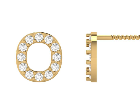 O Letter Alphabets Studs Earrings 3D 打印模型