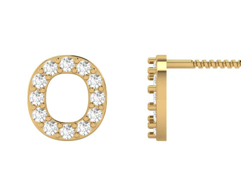 Orecchini a bottone con lettere dell'alfabeto O Modello di stampa 3D