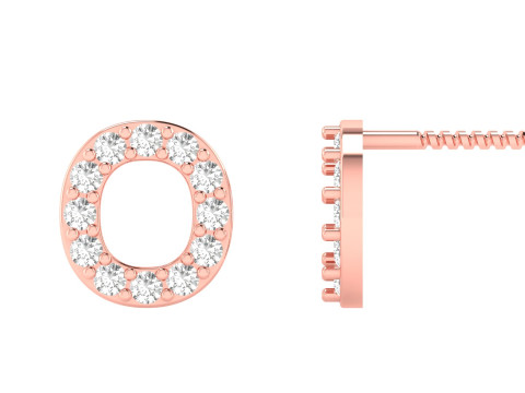 O Letter Alphabets Studs Earrings Model Cetak 3D