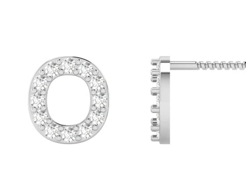 O Letter Alphabets Studs Earrings 3D Print Model