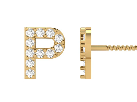 Orecchini a bottone con alfabeto lettera P Modello di stampa 3D
