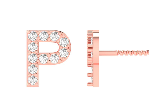 P Letter Alphabets Studs Earrings 3D Print Model