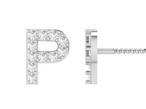 P Letter Alphabets Studs Earrings 3D Print Model