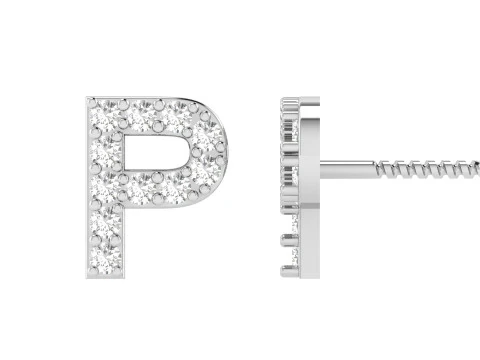 P Letter Alphabets Studs Earrings 3D Print Model